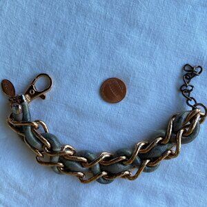 DIDAJ Italian Leather Rose Gold Plated Bracelet by A. Borohin 8"L Italy Made EUC